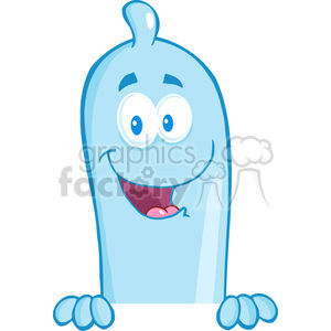 5165-Happy-Condom-Over-A-Sign-Royalty-Free-RF-Clipart-Image