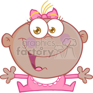   Clipart of Happy African American Baby Girl With Open Arms 