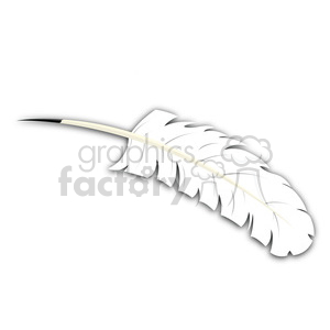 The image is a clipart of a white feather quill pen. The pen features a detailed feather with a pointed tip for writing.