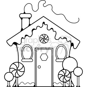 gingerbread house clipart black and white