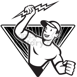 black and white electrician lightning bolt standing triangle