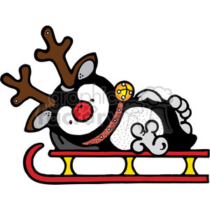 Rudolph the red nose penguin on a sled