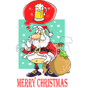 merry christmas santa claus dreaming with a beer