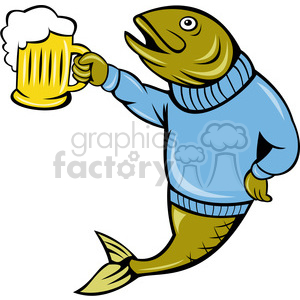   fish holding a beer mug 
