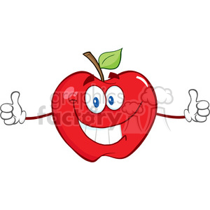 5795 Royalty Free Clip Art Happy Red Apple Cartoon Character Giving A Thumb Up