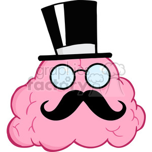 5862 Royalty Free Clip Art Brain Gentleman Character