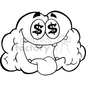 A humorous clipart image of a brain with dollar signs in its eyes, symbolizing intelligence and financial success.