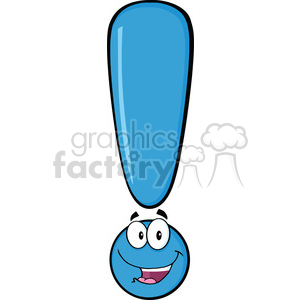 6280 Royalty Free Clip Art Happy Blue Exclamation Mark Cartoon Character