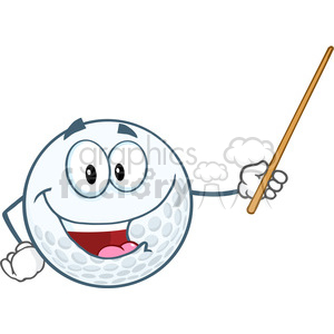 6497 Royalty Free Clip Art Smiling Golf Ball Holding A Pointer