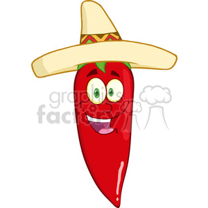 6775 Royalty Free Clip Art Smiling Red Chili Pepper Cartoon Mascot Character With Mexican Hat