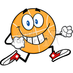   Royalty Free RF Clipart Illustration Smiling Basketball Cartoon Character Running 
