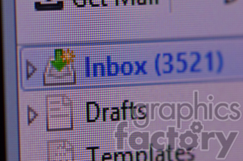 A close-up of an email interface displaying the Inbox with 3521 unread messages, along with options for Drafts and Templates.