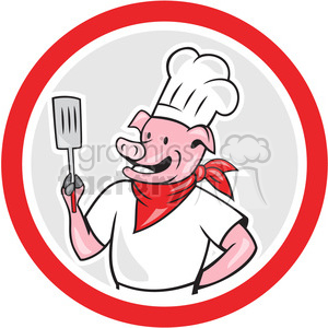  pig chef holding spatula 