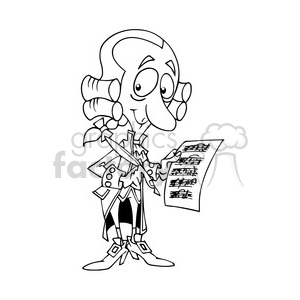 Wolfgang Amadeus Mozart bw cartoon caricature