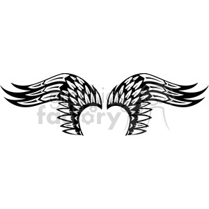 Black and white clipart image of stylized feathered wings.