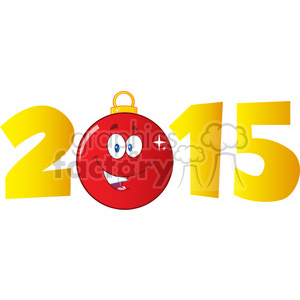 Royalty Free RF Clipart Illustration 2015 Year With Cartoon Red Christmas Ball
