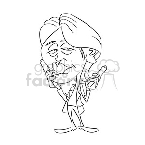 vector drawing of mads mikkelsen cartoon character