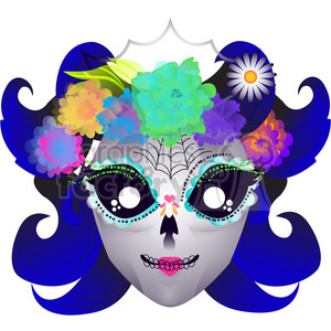   Day of the Dead lady skull character illustration 