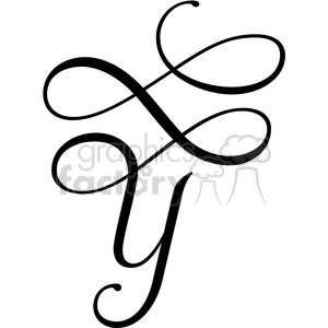   The clipart image shows a monogram letter "y". The letter is stylized with a decorative font 