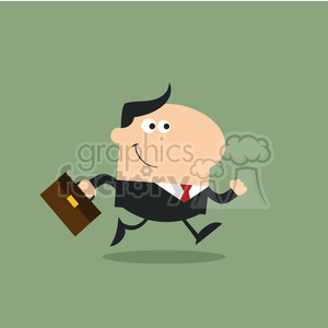 8268 Royalty Free RF Clipart Illustration Smiling Manager With Briefcase Running To Work Modern Flat Design Vector Illustration