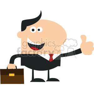 8257 Royalty Free RF Clipart Illustration Happy Manager Giving Thumb Up In Modern Flat Design Vector Illustration