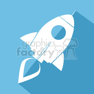 8321 Royalty Free RF Clipart Illustration Retro Rocket Blue Icon Flat Style Vector Illustration