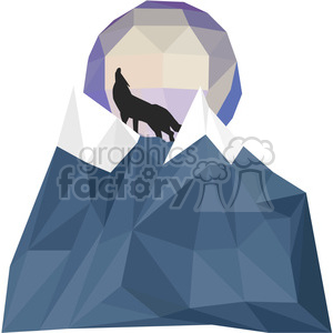 Wolf and Moon geometry geometric polygon vector graphics RF clip art images