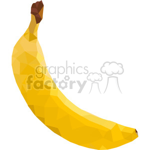 A geometric low poly illustration of a yellow banana with a brown stem.