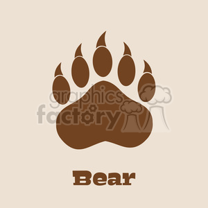 royalty free rf clipart illustration brown bear paw with claws vector illustration background and text