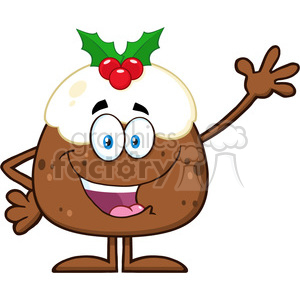 Cartoon Christmas Pudding with Holly