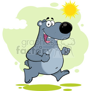 royalty free rf clipart illustration smiling gray bear cartoon character running vector illustration with background isolated on white