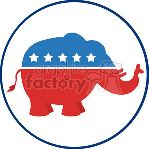 9333 funny republican elephant cartoon character circale label vector illustration flat design style isolated on white