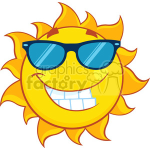   smiling summer sun cartoon mascot character with sunglasses vector illustration isolated on white background 