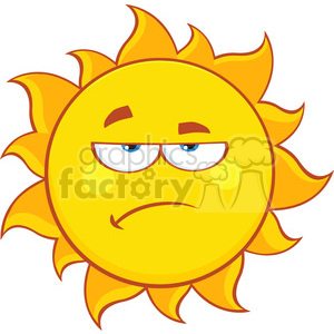 grumpy sun cartoon mascot character vector illustration isolated on white background