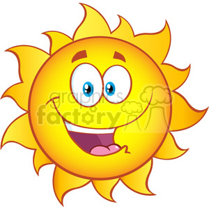 happy sun cartoon mascot character with gradient vector illustration isolated on white background