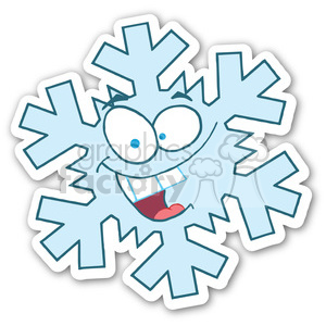 A cheerful, cartoon snowflake with a smiling face, conveying a playful and festive mood.