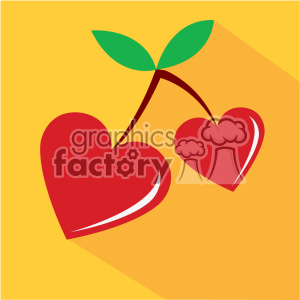   heart shaped cherries for valentines vector art flat design 