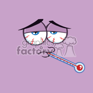 Comical Sick Face with Thermometer