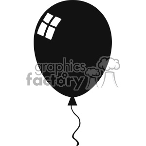 The clipart image portrays a simple cartoon rendition of a black balloon. It evokes a playful and joyful atmosphere, making it ideal for various celebratory occasions like birthdays or fiestas.