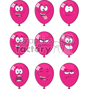 This set includes 9 different Violet balloons, with varying expressions - from happy, confused, angry, worried, and more.