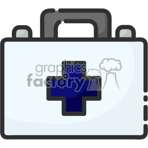 Clipart image of a first aid medical bag with a blue cross symbol.