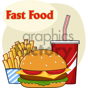 hamburger and french fries and drink