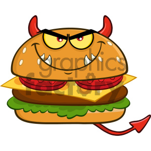 Angry Devil Burger Cartoon Mascot Character Vector Illustration Isolated On White Background 1