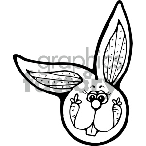 cartoon black and white bunny head