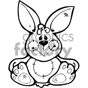 Black and White Cartoon Bunny Rabbit