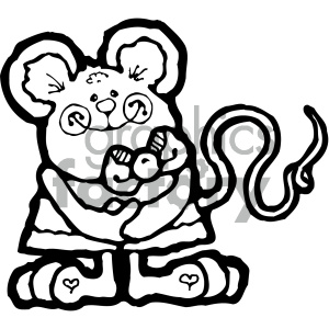 This clipart image features a cartoon mouse. The mouse seems to be in a happy or content state, with its big ears, long tail, and wearing what appears to be shoes with hearts on them. Its hands are held together close to its chest, giving it an adorable, cuddly appearance.