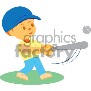 boy hitting a baseball vector illustration