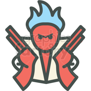 angry man with guns vector icon