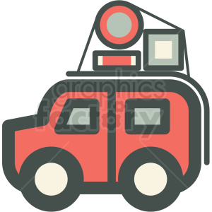 truck packed for vacation vector icon image