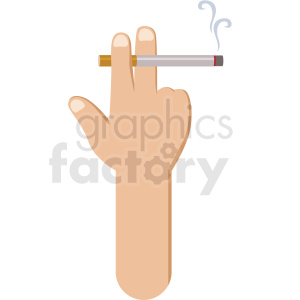 A clipart image showing a hand holding a smoking cigarette.